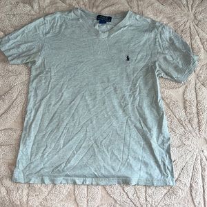 Gray Short Sleeve Shirt With Navy Blue Horse Polo Ralph Lauren Medium (10-12)